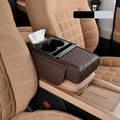 Apoio de Braço em Couro Automotivo com Armazenamento Multiuso