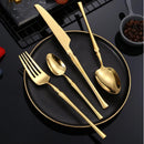 Conjunto de Talheres Dourado 24 Peças de Aço Inoxidável